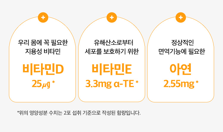 우리 몸에 꼭 필요한 지용성 비타민 비타민D 25㎍ *